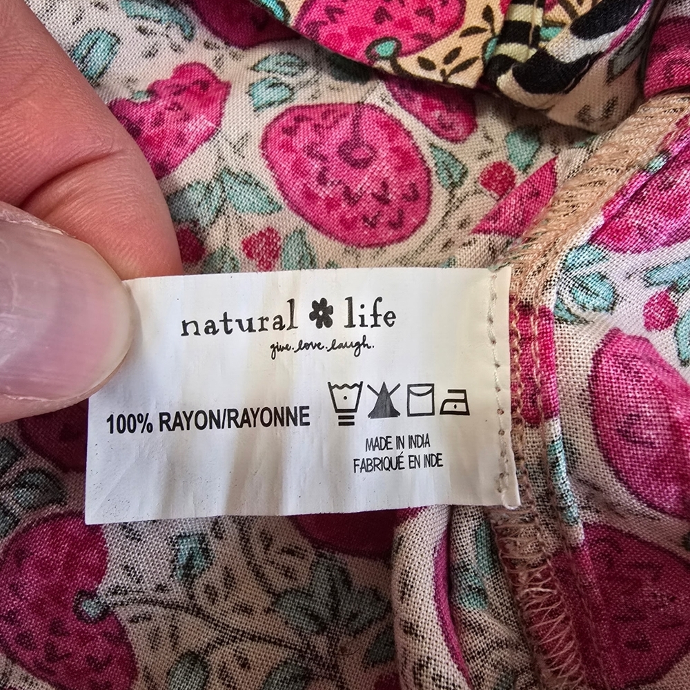 Natural Life Button Up Puff Print Boho Long Sleev… - image 8